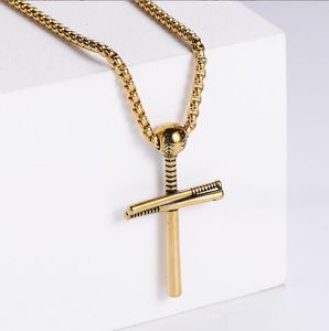 Titanium Sport Accessories polished number strike out K Baseball Bat Cross with ball on top Necklace Momma Pendant with