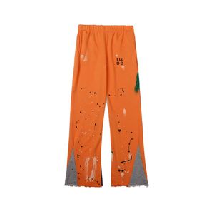 Calça de algodão de retalhos pintados no inverno de outono calça calça de sino de baixo casual flaisco de cordão casual pistas de moletom masculino artista jogger slim fit calças de moletom para frio