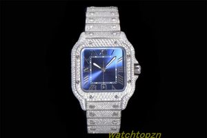 AMG Watch 4555 Elmas Fired Çelik Mavi İğne Gümüş Kaplamalı Spinel Safir Cam Çelik Kayış Tasarımcı Saatler