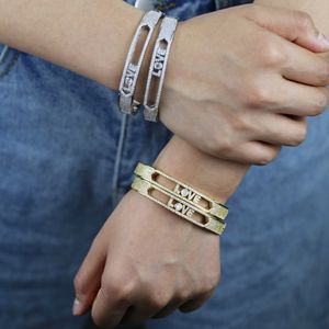 Bangle in Stock Chic Personality Persong Persing Letter Love Bracelets для женщин -подарков для женщин подарки без блеска 5a Cz Spelling 230821