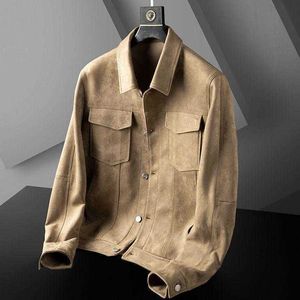 Erkek Ceketler 2023 Yeni Süet Erkekler Ceket Bahar Yeni Kıdemli Doku Takımları Hafif İş Gündelik İngiliz Ceket Üst Düzenli Dış Giyim Paltoları J230821