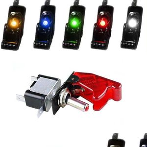 Steerings Transmissions Car Boat Truck Illuminated Led Toggle Switch Control With Safety Aircraft Up Er Guard 12V20A Transparent D Dhst9