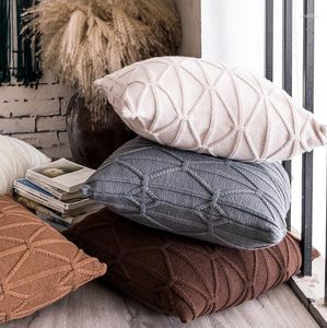 Yastık İskandinav Şezlong Kare Kapak Bej Khaki Twill Pillowcase Sofa Yatak Sandalyesi Dekoratif 45x45cm