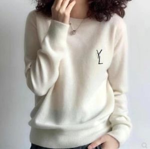 Дизайнерский пышный кашемировый свитер Laurent женские свободные свитера с круглым вырезом модные универсальные Y-образные трикотажные нижние рубашки с вышивкой пуловеры Толстовки оптом