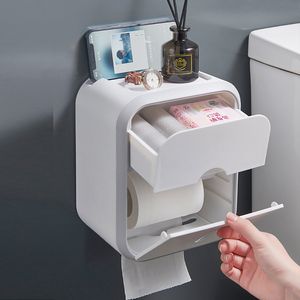 Toilet Paper Holders Punch-free Toilet Paper Holder Box Waterproof Tissue Storage Box Bathroom Rack Wall Mounted Kitchen Bathroom Storage Holder 230820