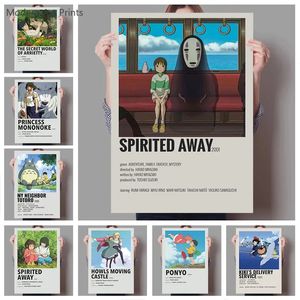 Японские аниме -фильмы плакаты печатать мультипликационную раму картины картинка настенные картинки для спальни кафе бара декор картинка нет рамы wo6