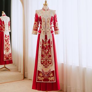 Çin Geleneksel Trend Hanfu Xiuhe Kostüm Oryantal Düğün Töreni Takım Çin Gelin Elbisesi Klasik Antik Eşsiz Kostüm