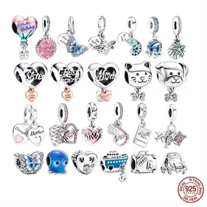 S925 STERLING Gümüş Fit Orijinal Bilezik/Kolye Charm Beads Firefly Takı Bukalemun Ahtopus Kedi Köpek Pandora Seyahat Pasaportu Ücretsiz Kargo