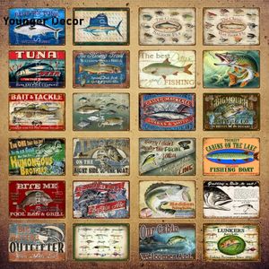 GO Fish Metal İşaret Balıkçı Tekne Teneke İşaretler Retro Poster Balıkçı Ev Kapı Tabakları Açık Dekoratif Bar Kulübü Duvar Plakları Vintage Dekor Boyama 30x20cm W01
