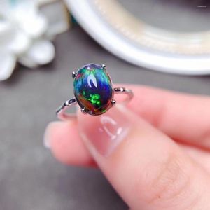 Cluster Rings Simple 925 Silver Black Opal Ring For Daily Wear Natural Sterling Gemstone Jewelry