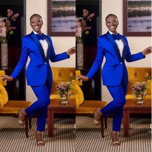 Slim FIt Royal Blue Women Wedding Tuxedos Custom Made Blazer Sets 2 Pieces For Guest Wear Mother Of The Bride Pants Suits