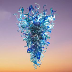 Chihuly tarzı avizeler% 100 el yapımı mavi üflemeli murano cam modern sanat avizesi mutfak dekor kolye ışık 276g