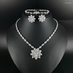 Серьги ожерелья набор 2023 Модные романтические хрустальные кристалл CZ Циркон Серьговый браслет Кольцо Свадебное свадебное банкетное ужина