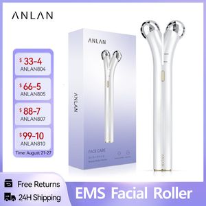Массажер для лица Anlan EMS Roller Electric V Face Massagers Microcurrent Face Lift Beauty Machine Slimer Double Massage Care Tool 230822