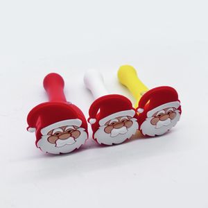 Weihnachts -Silikon -Rauchpfeife Santa Claus mit Silikonschale Hutabdeckung Hand Zigarettenfilter Tabaklöffel Rohre 3 Farbe wählen