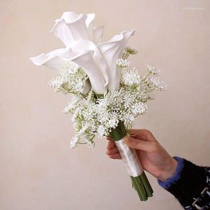Hochzeitsblumen Calla Lilien mit weißen Orlaya Grandiflora Brautjungfer Bouquet Classic Design Demoiselles d Honneur Mariage