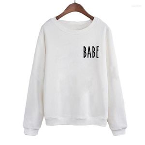 Kadın Hoodies O-Yık Moda Polar Crewneck kazaklar Siyah Beyaz Sweatshirt Moletom Babe Baskı Cep Sonbahar Kadınlar