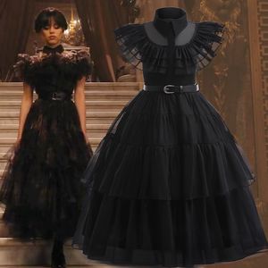 Kız Dresses Filmler Çarşamba Addams Cosplay Girls Giyim Yaz Moda Cadılar Bayramı Partisi Prenses Elbise Doğum Günü Hediyesi 412 Yıl Çocuk Giysileri 230822