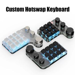 Klavyeler Programlama Makro Özel Knob Klavye RGB 3 Anahtar Kopya Yapıştır Mini Düğmesi Poshop Oyun Tuş Takımı Mekanik Takas Macropad 230821