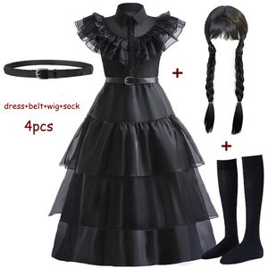 Cosplay NWZSM Carnival Vestidos Wednesday Addams Cosplay Costume For Girl Teenage Kids Mesh Party Evening Dresses 5 10 14 Yrs 230817