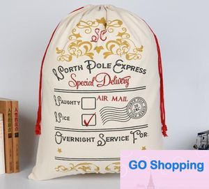 Toptan Noel Hediye Çantaları Yeni Yıl Noel Şeker Çantası Noel Baba Drawstring Canvas Çuval Takımı Rustik Vintage Çorap Hediye Çantası