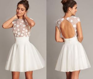 Принцесса Мини Короткие свадебные платья для женщин 2023 Цветочная романтическая юбка o Нек -шейная рукава для невесты.