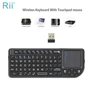Keyboards Original Rii X1 24GHz Mini Wireless Keyboard EnglishRUESFR with TouchPad for Android TV BoxPCLaptop 230821