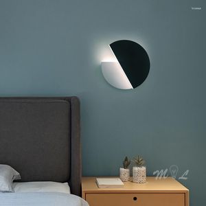 Duvar lambası İskandinav lambaları Demir Yuvarlak Led Akrilik Işık Armatürleri Oturma Odası Yatak Odası Işıklı Ayna