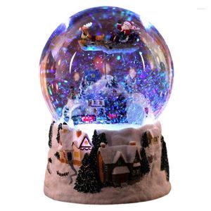Декоративные фигурки смола хрустальный шар музыкальная коробка вращается световые снежные стеклянные светильники рождественский подарок с Санта -Клаусом Декор для рабочего стола