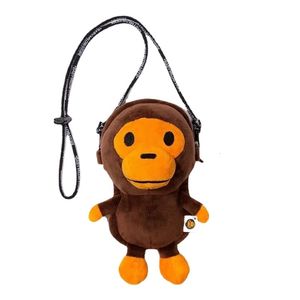 Sırt çantaları peluş sevimli maymun çocuklar diyagonal çanta telefon mini omuz çantası 230821