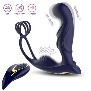 Male Prostate Massage Vibrator Anal Plug Silicone Waterproof Massager Stimulator Butt Delay Ejaculation Ring for Men
