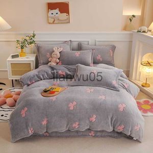 Bedding sets Winter Warm Flannel Coral Fleece Thick Duvet Cover Single Double Queen King Size Quilt cover Double Sided Velvet Bedding Set x0822 x0830
