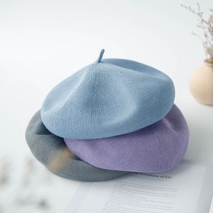 Berets Spress Summer Fashionswarest Hat Hate Ladies Cotton Linen Condy Candy Coland Beret Французский художник вязаный 230821