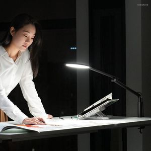 Masa lambaları Upergo ayarlanabilir yükseklik uzun kol katlanabilir klipsli masa lambası ışık metal dimmabla led