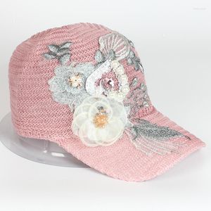 Top Caps Toptan İlkbahar ve Yaz Bayanlar Beyzbol Şapkası El Yapımı Çiçekler Güneşlik Nefes Alabaş Vahşi Günlük