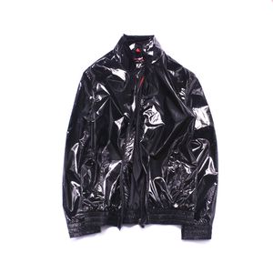 Jackets masculinos Men Jaqueta de beisebol brilhante Masculino Machone Metallic Club dance Motorcycle Black Straight Clubwear DJ Singer Shiny Windbreaker 230822