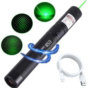 Ponteiro a laser Tactical High Pooderoso Ponteiro USB Green Ponteiro- Foco ajustável queimação de laser verde Torda de 10000 metros para caçar 230823