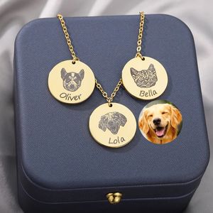 Strands Strings Personalized Gifts for Mom Unique Jewelry Pet P o Custom Dog Portrait Necklace Name Pendant Necklaces Memorial Gift Animal 230822