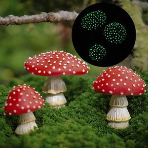 Garden Decorations Mushroom For Decor Glow In The Dark Fairy Accessories Figurines Glowing