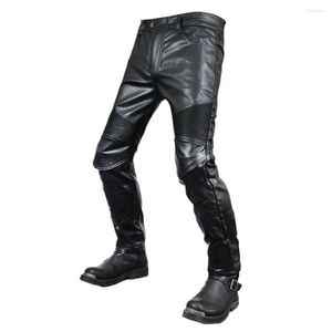 Erkek pantolon ladiguard artı boyut 4xl erkek pu deri 2023 yaz dantelli moto bisiklet erkek diz ped pantolon seksi sahte pantolon