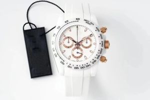 5G Factory v11 Deluxe Luxury ETA Watch Mens White Ceramic Case Bezel Sapphire Automatic Chronograph 4130 Водонепроницаемый с серийным номером коробки.