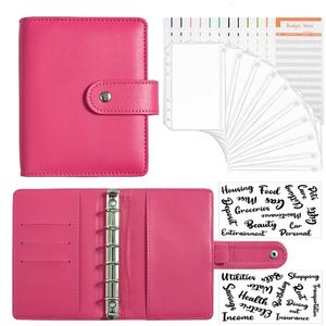 Notepads A7 Pu Leather Budget Binder Notebook Cash Envelopes System Set Clip-On Binder Pockets for Money Budget Saving Bill Organizer 230823