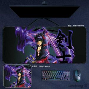 Mouse pads Anime One Piece XXL Mousepad Shanks Sanji Lei de Água Lei grande Manga Manga Manga Computador Acessórios Mesa Mat R230823