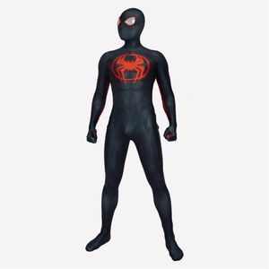 Tema Kostüm Cadılar Bayramı Miles Morales Spiderse Cosplay Kostüm Takım Zentai Bodysuit Erkekler Yetişkinler Çocuk Parti Tulumları 230822