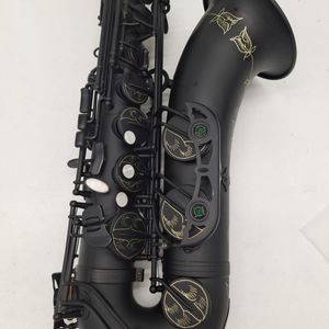 Black matte B-tone professional tenor saxophone antique brushed craftsmanship beautifully carved Tenor sax high-quality tone