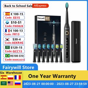Toothbrush Fairywill Electric Sonic Toothbrush FW-507 Rechargeable USB Charge Waterproof Electronic Tooth 8 Brushes Replacement Heads Adult 230823