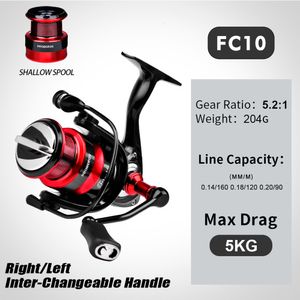 Fishing Accessories Reel FC10 FC20 Series Spinning 5KG Max.Drag 5.2 1 Ratio Left Right Hand Lightweight for Carp Freshwater Saltwater 230822
