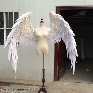 Fantasiado lindo desenho branco de desenho vermelho asas de anjo de penas para desfile de moda exibe cenas de casamento adereços de cosplay fantasia de jogo281e