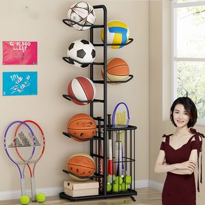 Balls em casa em casa interno infantil de basquete de basquete de futebol badminton raquete de armazenamento bola de rack simples 230822