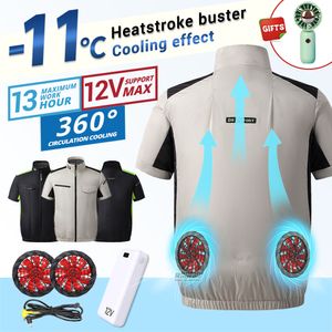 Açık Ceket Hoodies 12v Yaz Fan Yeleği Kadın Erkekler Buz Yeleği Kampı Şarj Klima Giysileri Soğutma Yelek Yüksek Sıcaklık İş Balıkçılık 230823